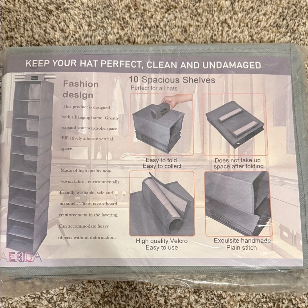 Brand NewGray Hanging Hat Organizer
